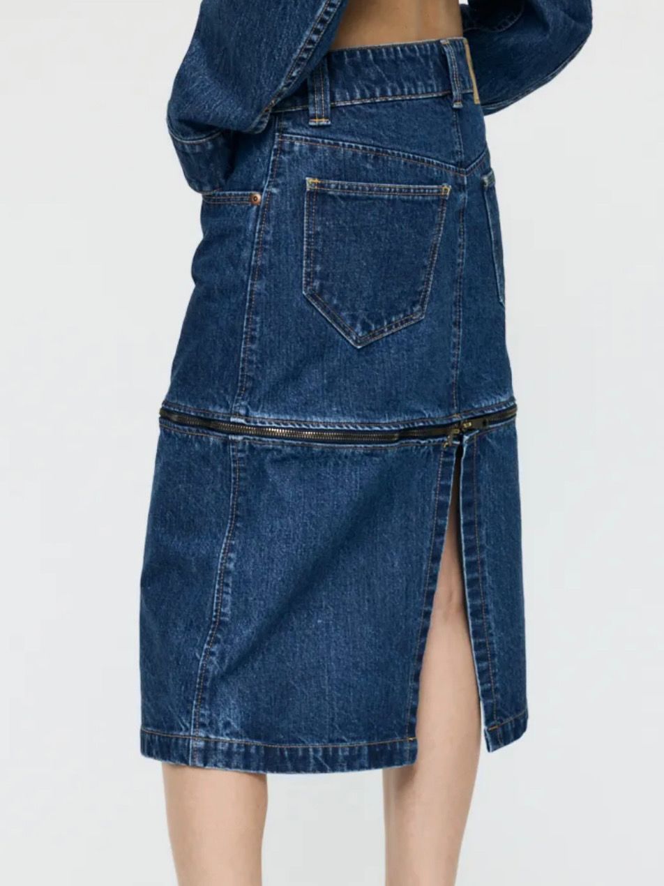 【26SS】ジップデザイン デニム スカート / VQ DENIM SKIRT / ブルー