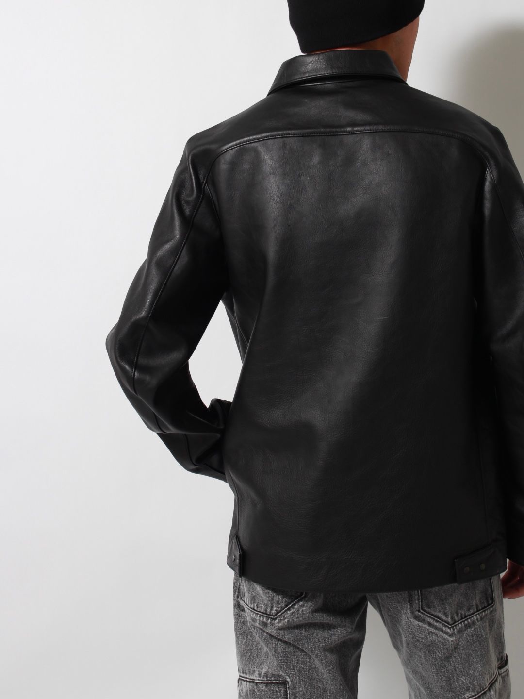 【25SS】6ポケット パネル レザー ワークジャケット / 6 POCKET PANEL LEATHER WORK JKT / ブラック