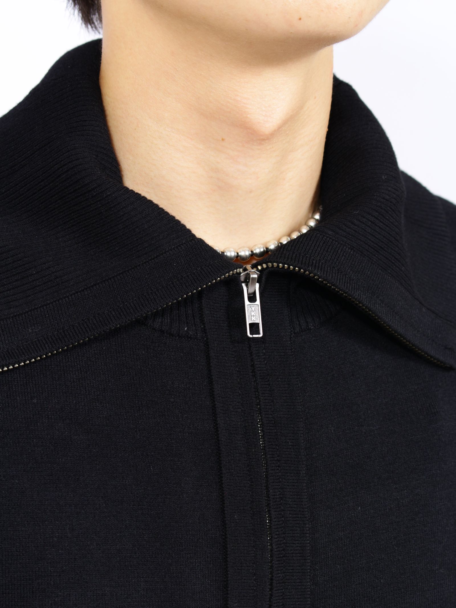 ニット ジップアップ ジャケット / KNIT ZIP UP JACKET / ブラック