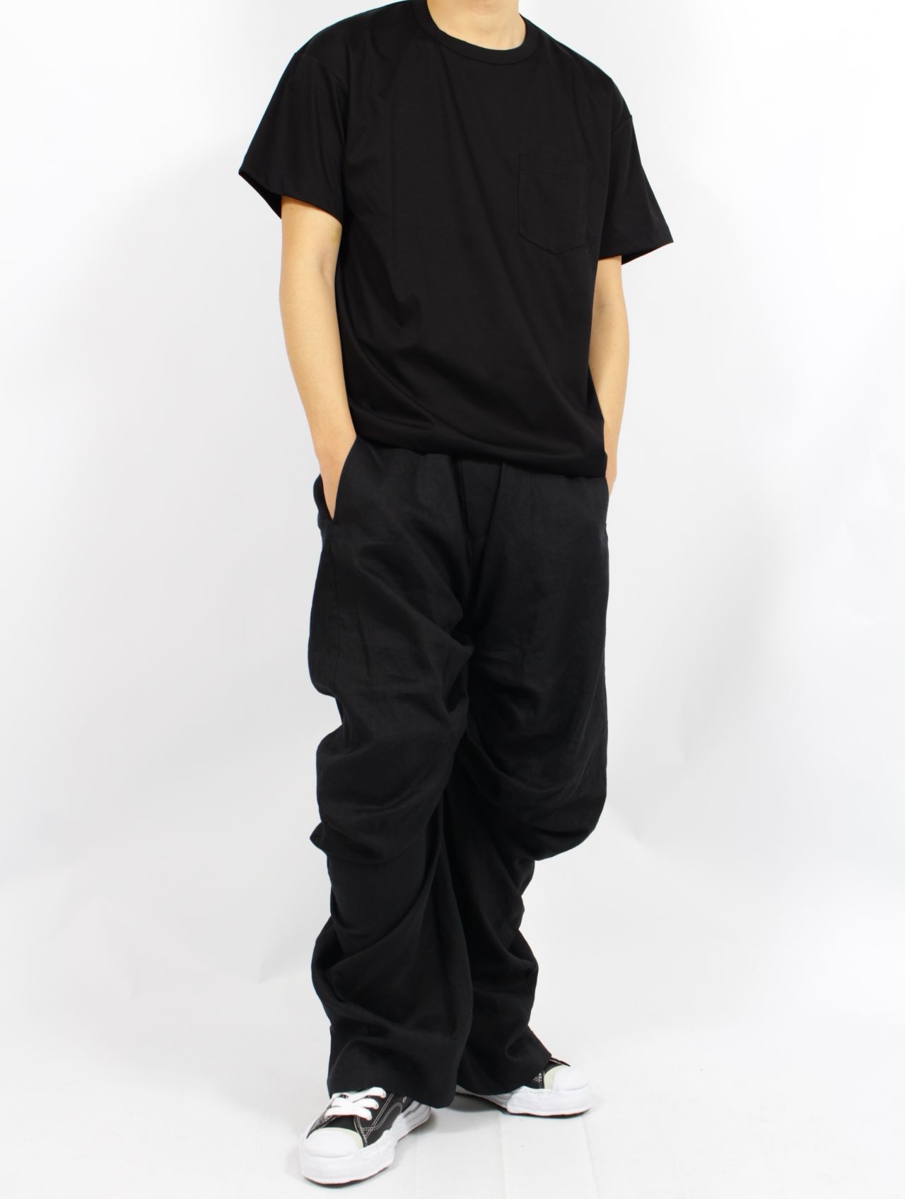【25SS】パターン B パッチワーク ティー A 半袖 カットソー / PATTERN B-PATCHWORK TEE A / ブラック×ホワイト