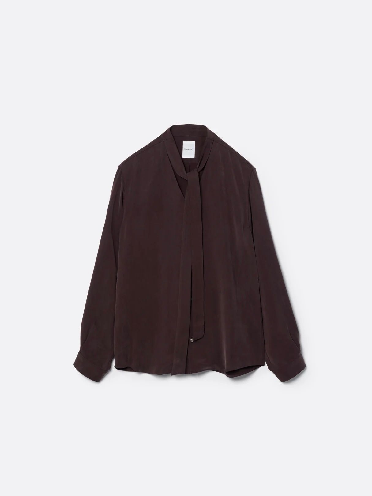 【26AW】Vネック ボウタイ ブラウス 長袖 シャツ / V-NECK BOW TIE BLOUSE .16 / OXBLOOD(ブラッド)
