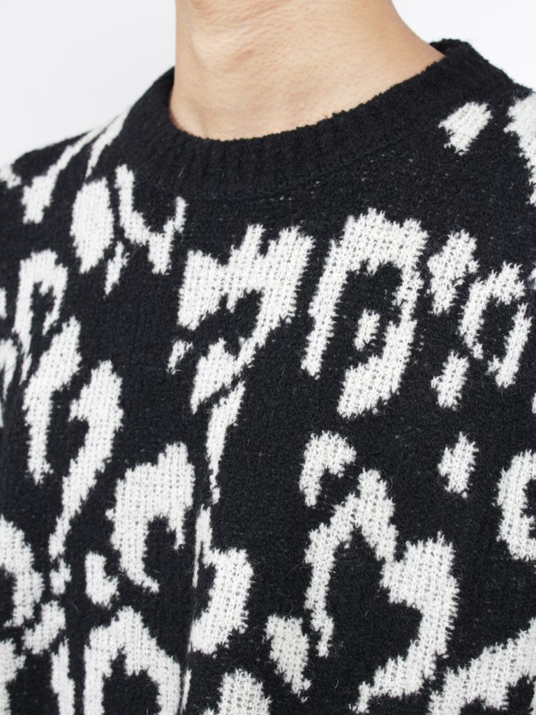 UNDER 易 COVER レオパード柄オーバーサイズニット 