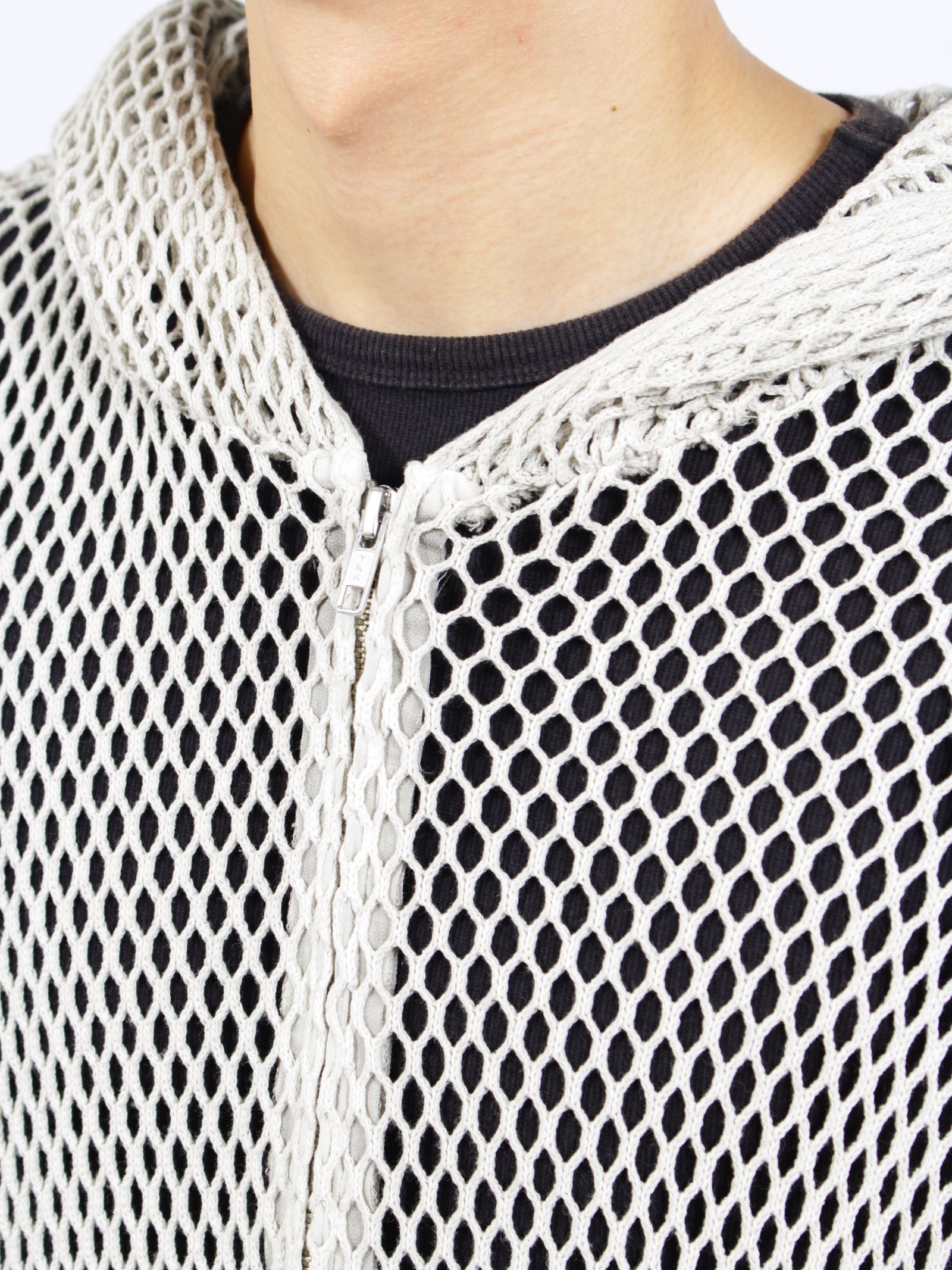【26AW】コットン メッシュ フル ジップ フーディー 長袖 パーカー / COTTON MESH FULL ZIP HOODIE / IVORY(ベージュ)