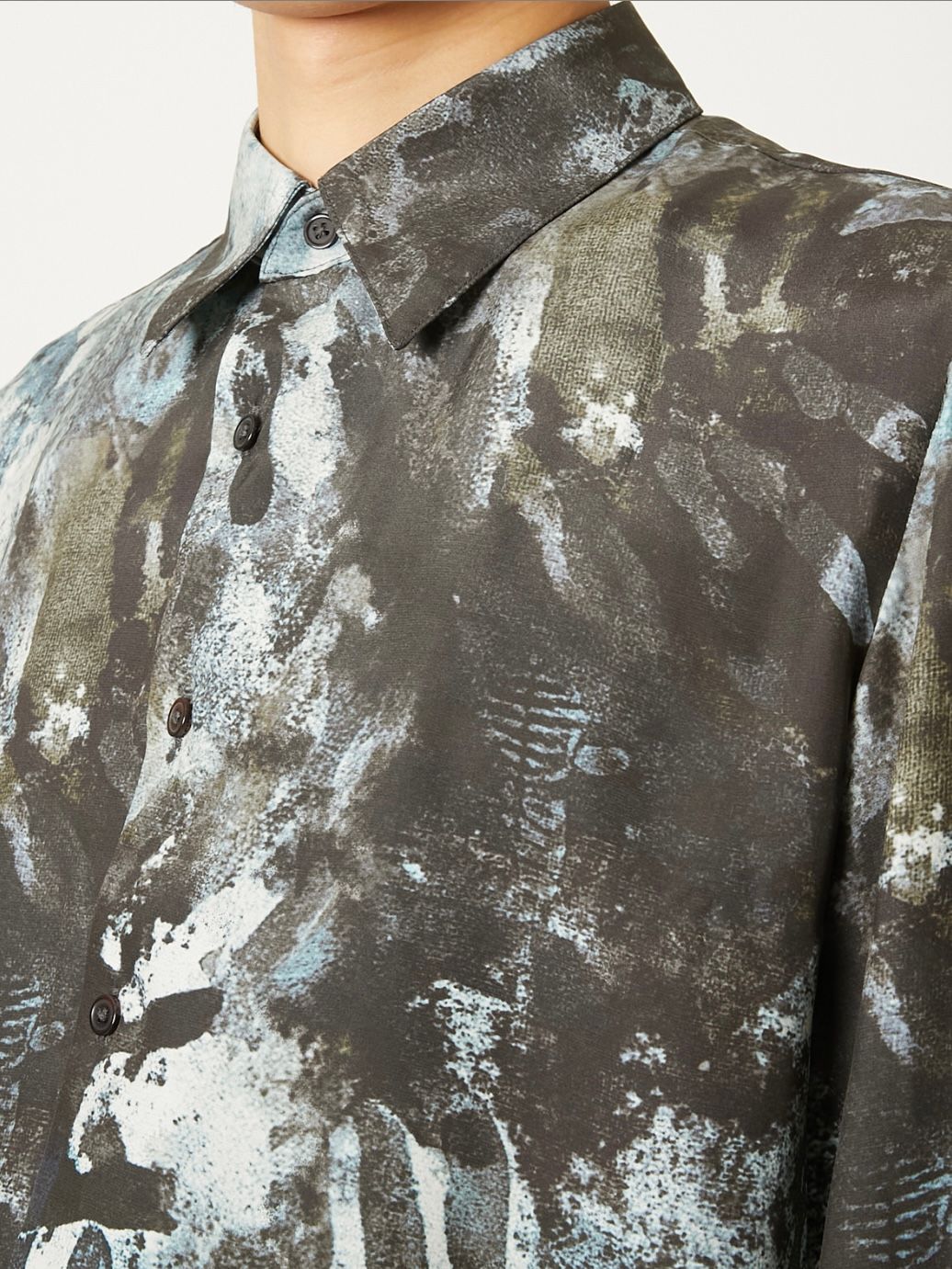 【26AW】ハンド モチーフ シルク シャツ 長袖 / HAND MOTIF SILK SHIRT / ブラック