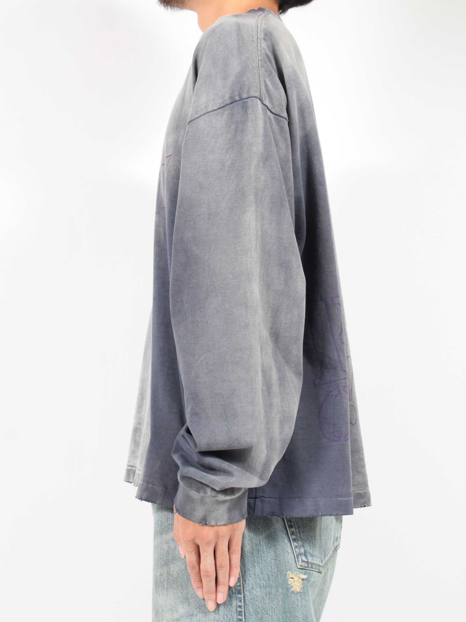 【24AW】クレヨン ブリーチド ロングスリーブ Tシャツ / "CRAYON" BREACHED L/S TEE / ネイビー