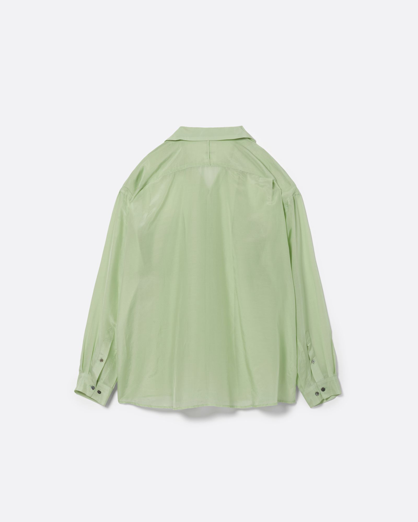シルク コットン オープンカラー シャツ / SILK COTTON OPEN COLLAR SHIRTS .17 / YOMOGI (グリーン)