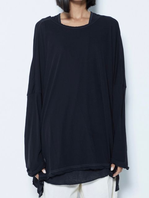 ルーズシルエット カットオフ ドルマンカットソー / DOLMAN L/S / ブラック