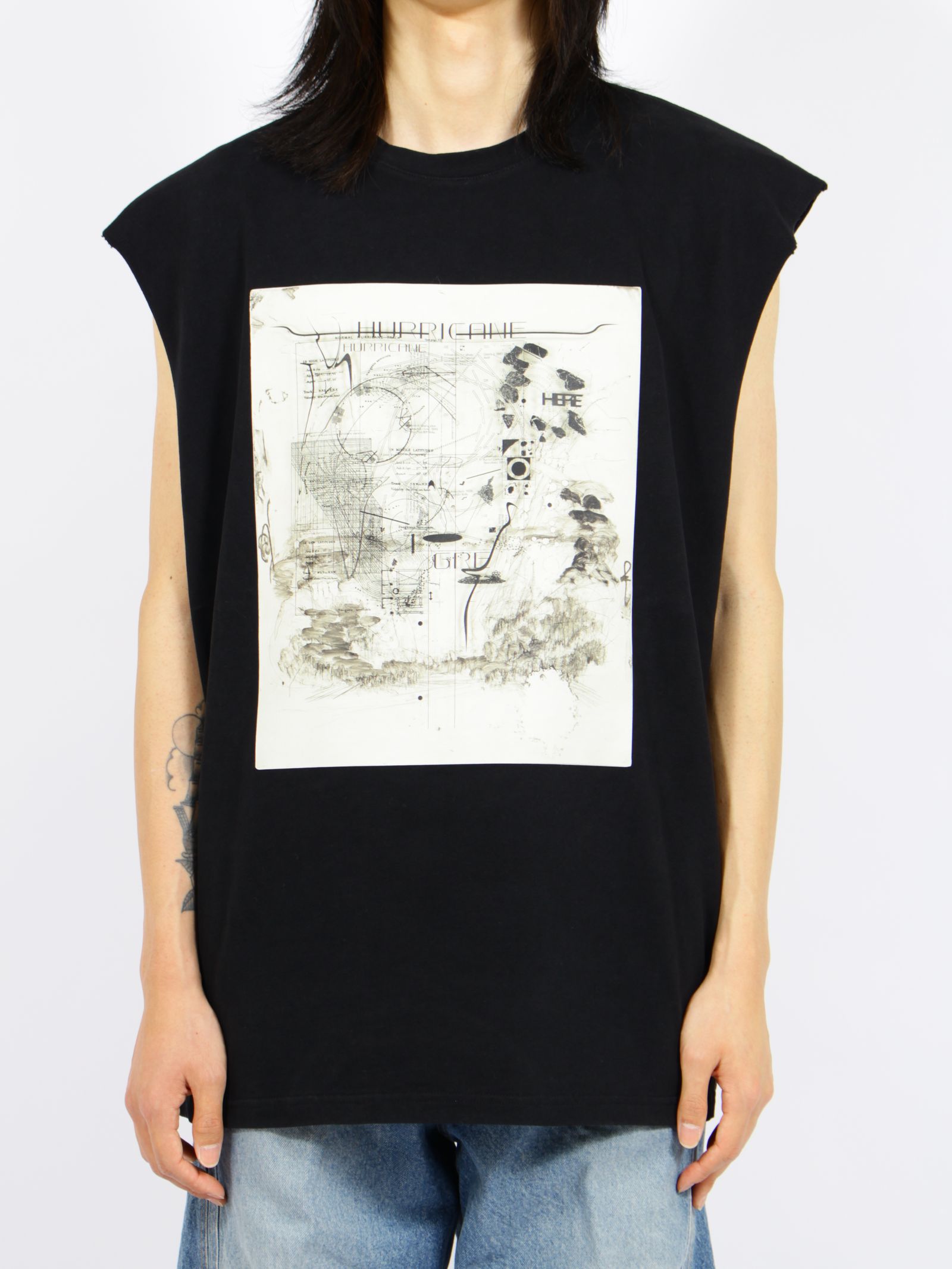 【26SS】ハリケーン グラフィック ノースリーブ Tシャツ / HURRICANE GRAPHIC N/S TEE / ブラック