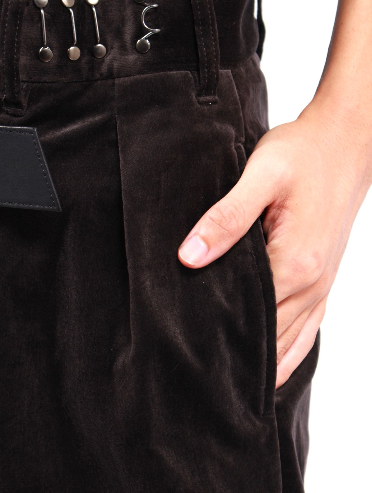【25AW】"D"バックル スーパー ワイド ベロア パンツ / "D" BUCKLE SUPER WIDE VELOR PANTS / ブラック