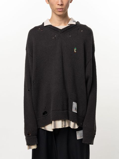 【26AW】 トリプル レイヤード カラード ニット セーター / TRIPLE LAYERED COLLARED KNIT SWEATER / ブラック