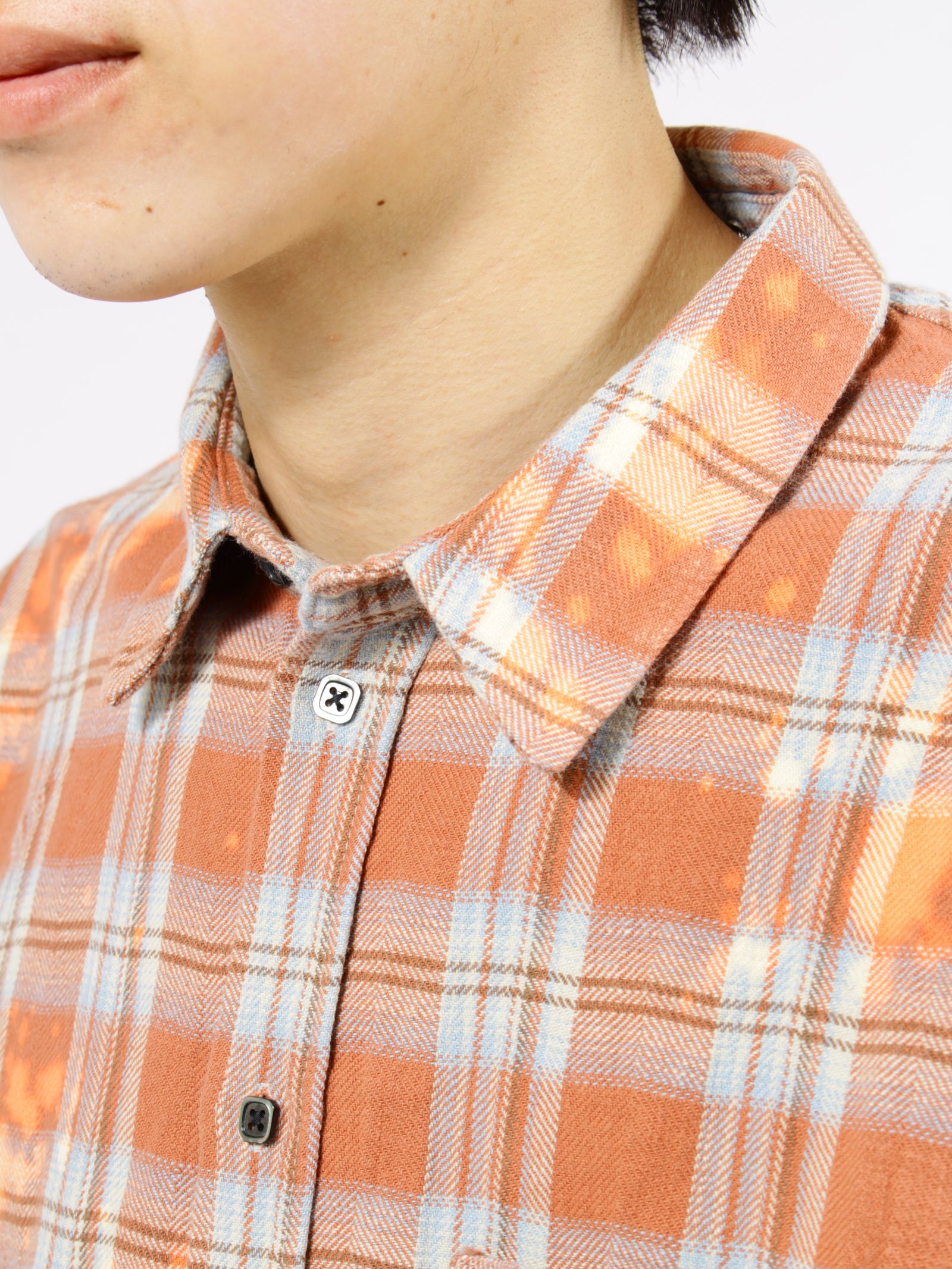 【26SS】コットン フランネル チェック ブリーチ シャツ / COTTON FLANNEL CHECK BLEACH SHIRT / レッド