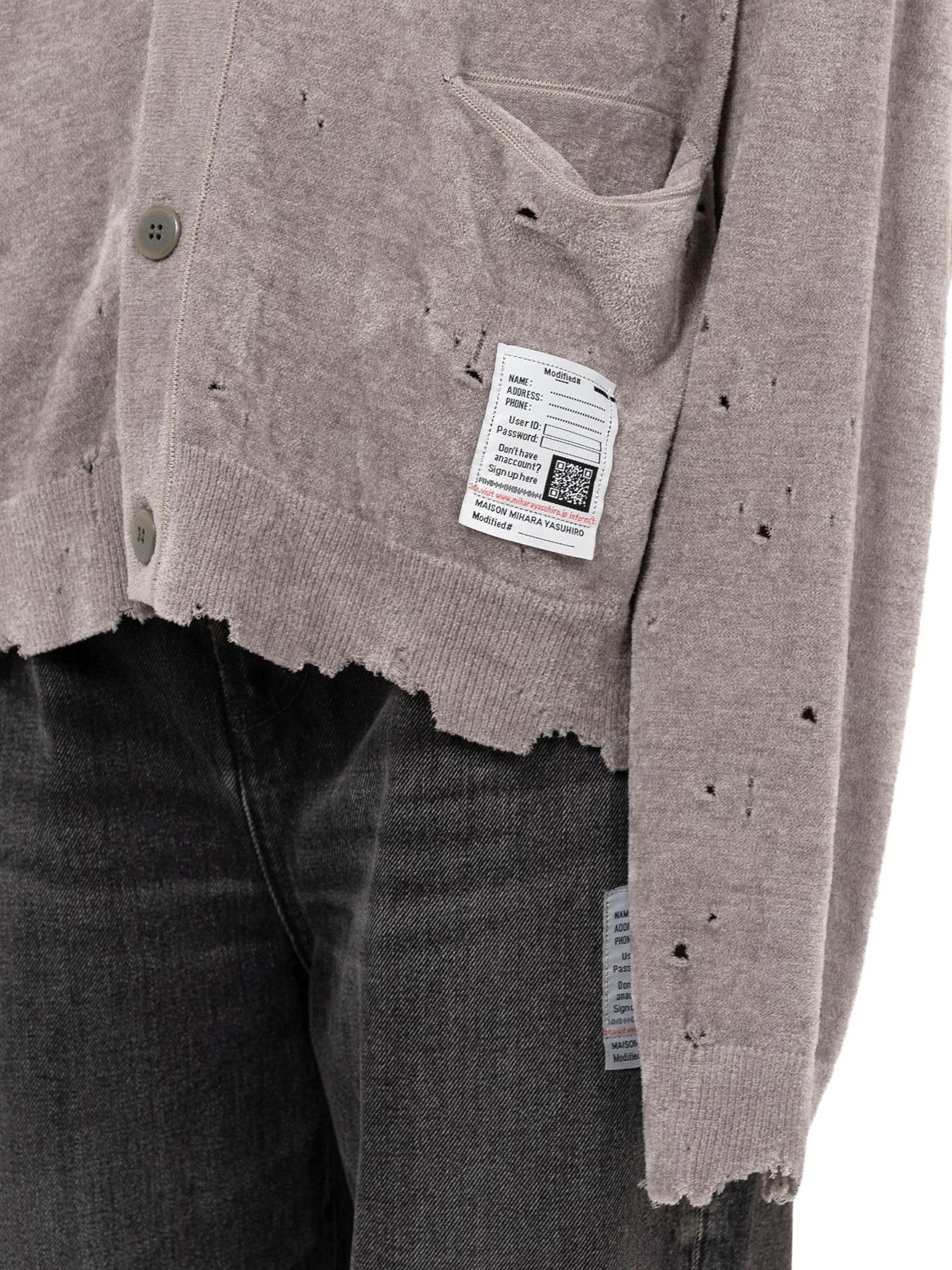 【25AW】ディストレスド ニット カーディガン / DISTRESSED KNIT CD / グレー