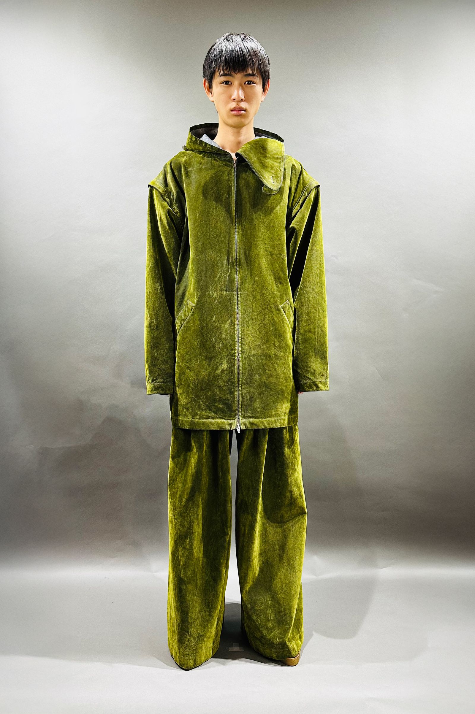 【25AW】フロッキー加工 カバード デニム フーディー コート / COVERED DENIM HOODIE - Coat / イエロー
