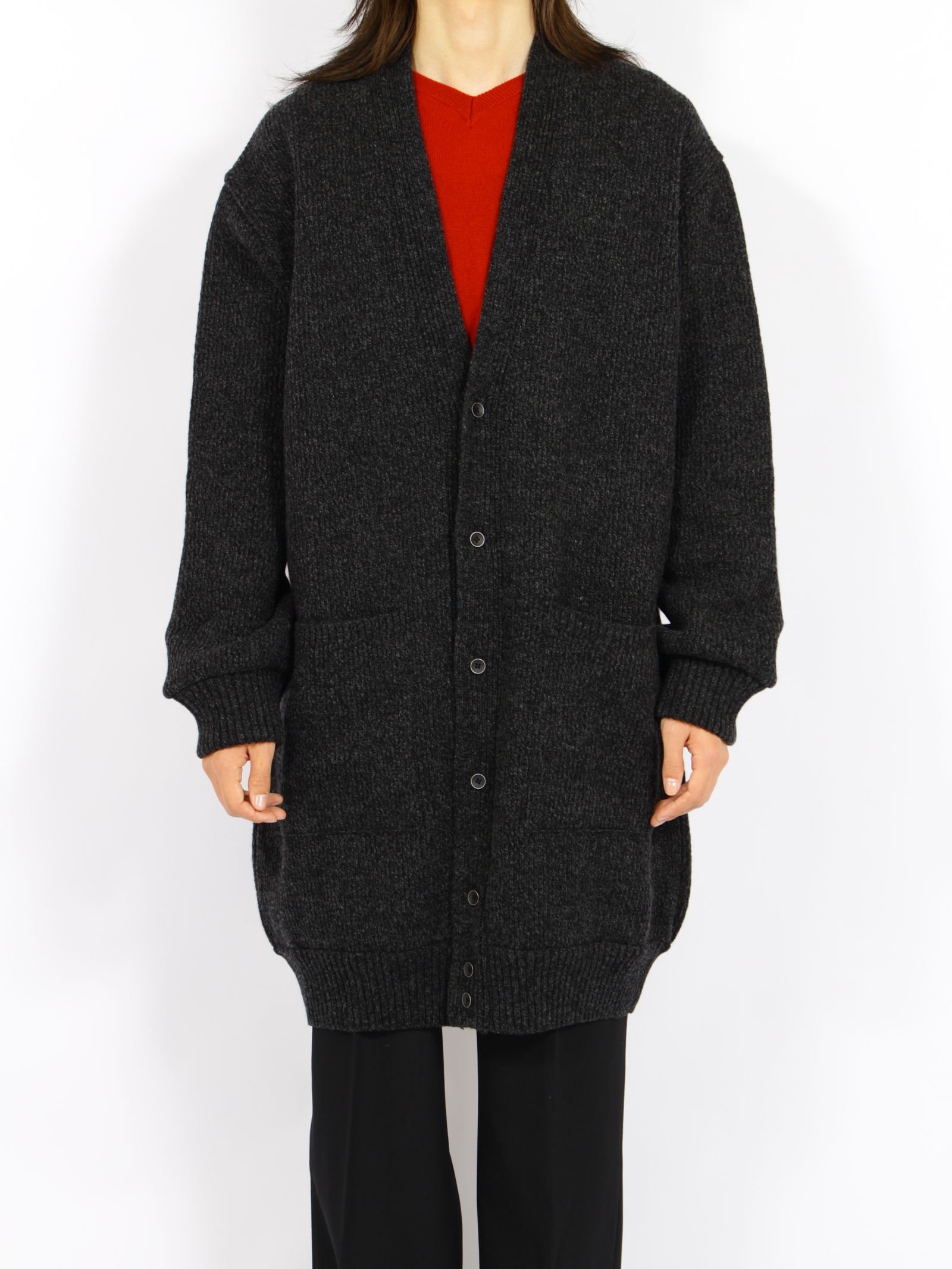【26AW】ラムウール ヘビー ロング カーディガン / RAM WOOL HEAVY LONG CARDIGAN .16 / チャコール
