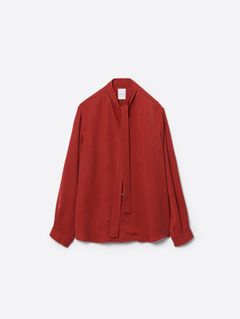 【26AW】Vネック ボウタイ ブラウス / V-NECK BOW TIE BLOUSE .16 / OXBLOOD(ブラッド)