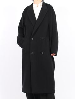 【25AW】ドレープ ダーツ ウール カシミア チェスターコート / DRAPED DART WOOL CASHMERE CHESTERFIELD COAT / ブラック