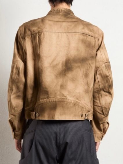 【25SS】デニム モーターサイクル ジャケット / DENIM MOTORCYCLE JACKET / CRAZY DIRTY WASHED TAN(ブラウン)