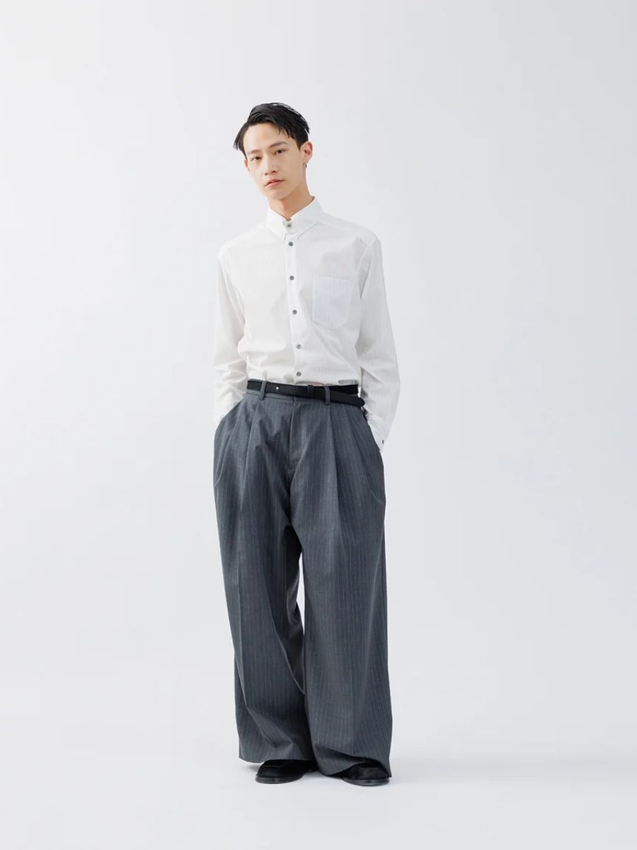 【26AW】 レギュラー フィット タブカラー シャツ ストライプ シャツ / REGULAR FIT TAB COLLAR SHIRT / ホワイト