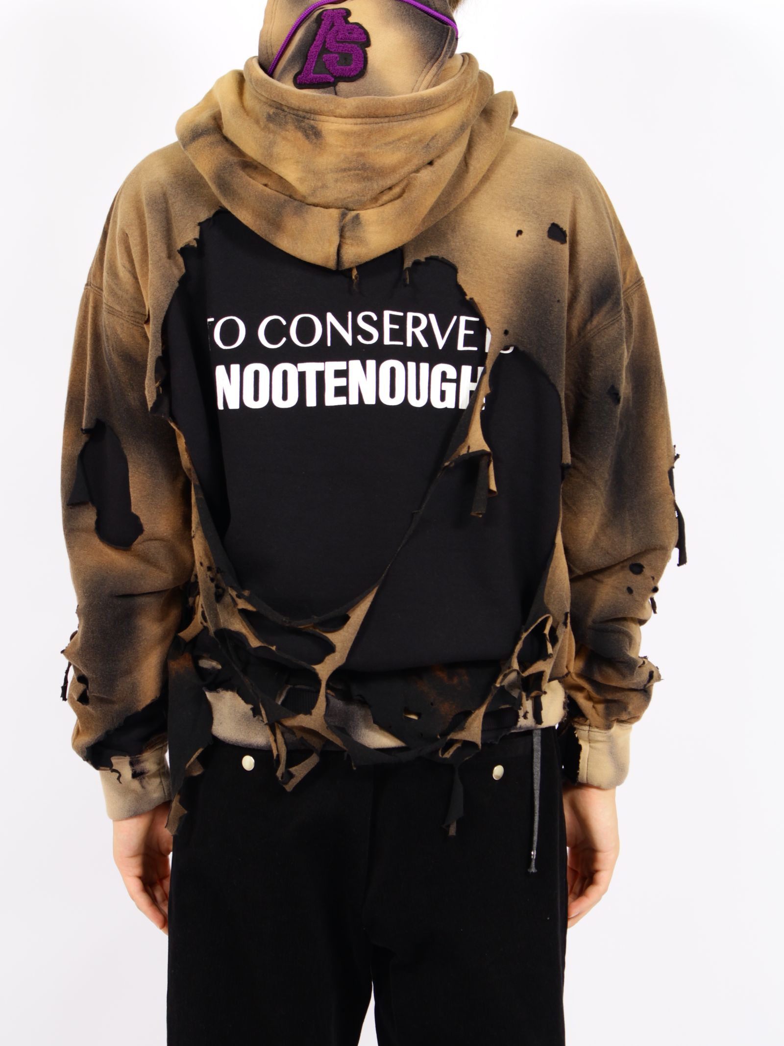 【26AW】ヒドゥン コンサバティブ フーディー ダメージ加工 2重 パーカー /  HIDDEN CONSERVATIVE HOODIE / ブラック