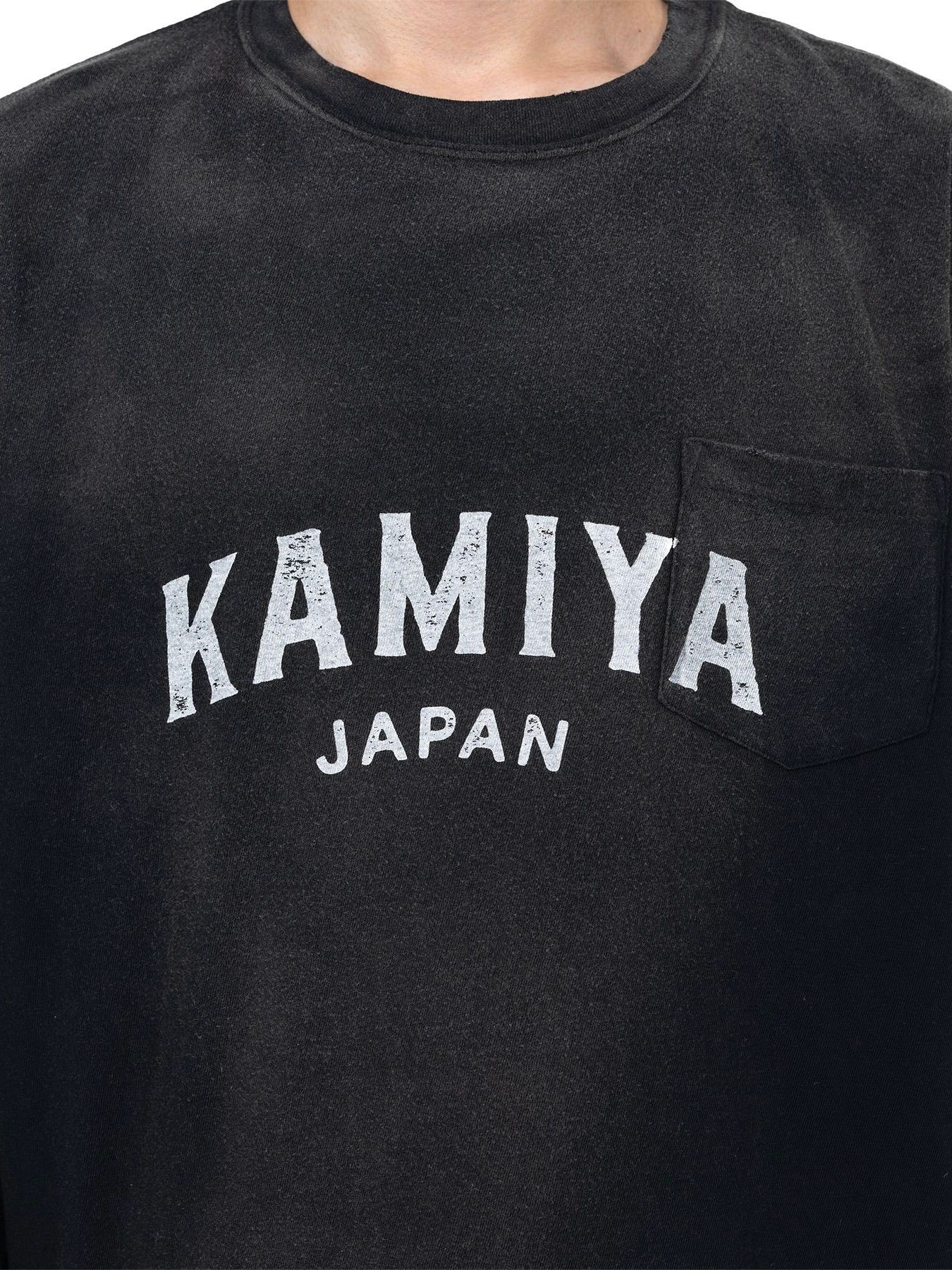 【25AW】カミヤ ロゴ ディストレスド ロング ポケット Tシャツ / "KAMIYA LOGO"DISTRESSED L/S POCKET TEE / ブラック