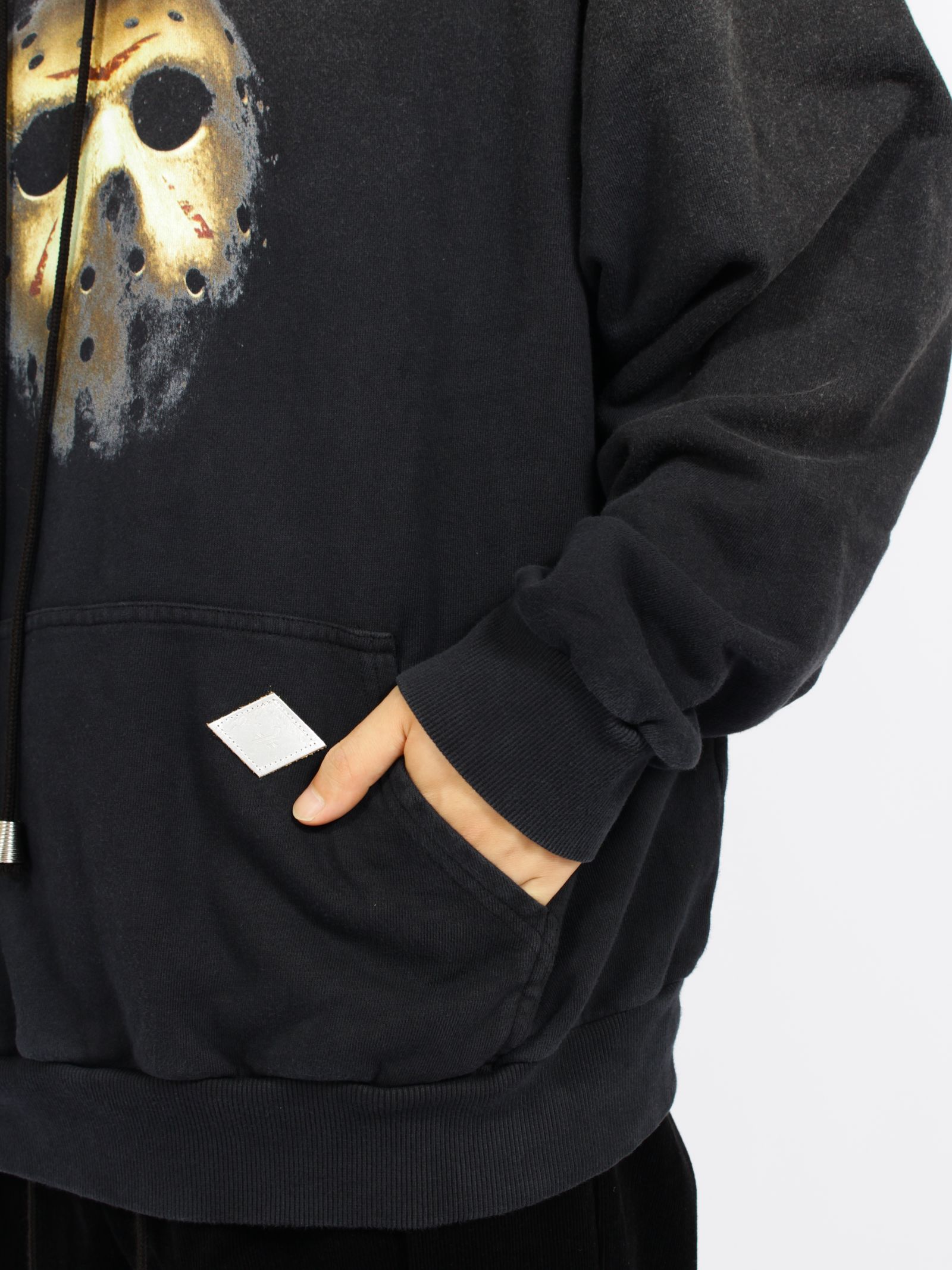 【 13日の金曜日 コラボ】ヴィンテージ エフェクト フーディー パーカー / x FRIDAY THE 13TH VINTAGE EFFECT HOODIE / ブラック