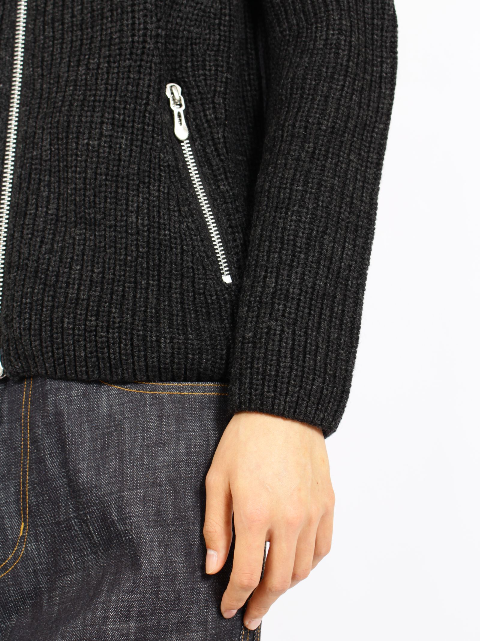【26AW】ドライバーズ ジップ アップ セーター ニット セーター / DRIVERS ZIP UP SWEATER / BLACK MELANGE(ブラック)