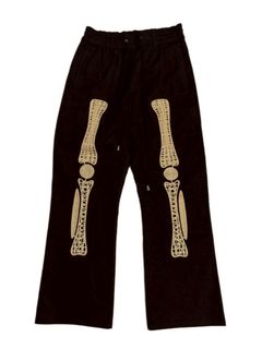 【26SS】コード 刺繍 コットン パンツ 'ボーン / CORD EMBROIDERED COTTON TROUSERS 'BONES / ブラック