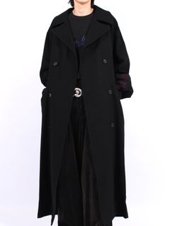 【25AW】バットマン ドレープ ロング ピー コート / "BATMAN" DRAPE LONG P-COAT / ブラック