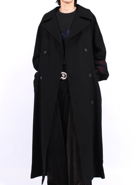 【25AW】バットマン ドレープ ロング ピー コート / "BATMAN" DRAPE LONG P-COAT / ブラック