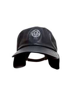 【THE GEEKSコラボ】レザー イヤーフラップ キャップ / x THE GEEKS LEATHER EARFLAP CAP / ブラック×ホワイト