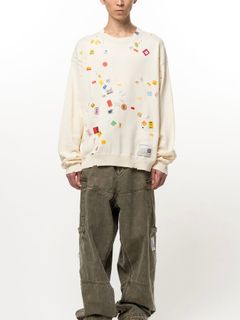 【26AW】 プライス ステッカー ニット プルオーバー / PRICE STICKER KNIT PO / ホワイト
