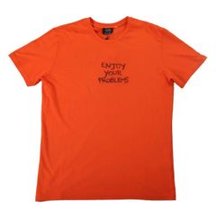 バックプリント メッセージ 刺繍 カットソー - ORANGE