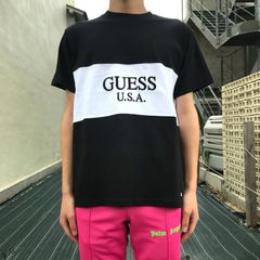 ロゴ刺繍 ラインクルーネックカットソー - BLACK×WHITE