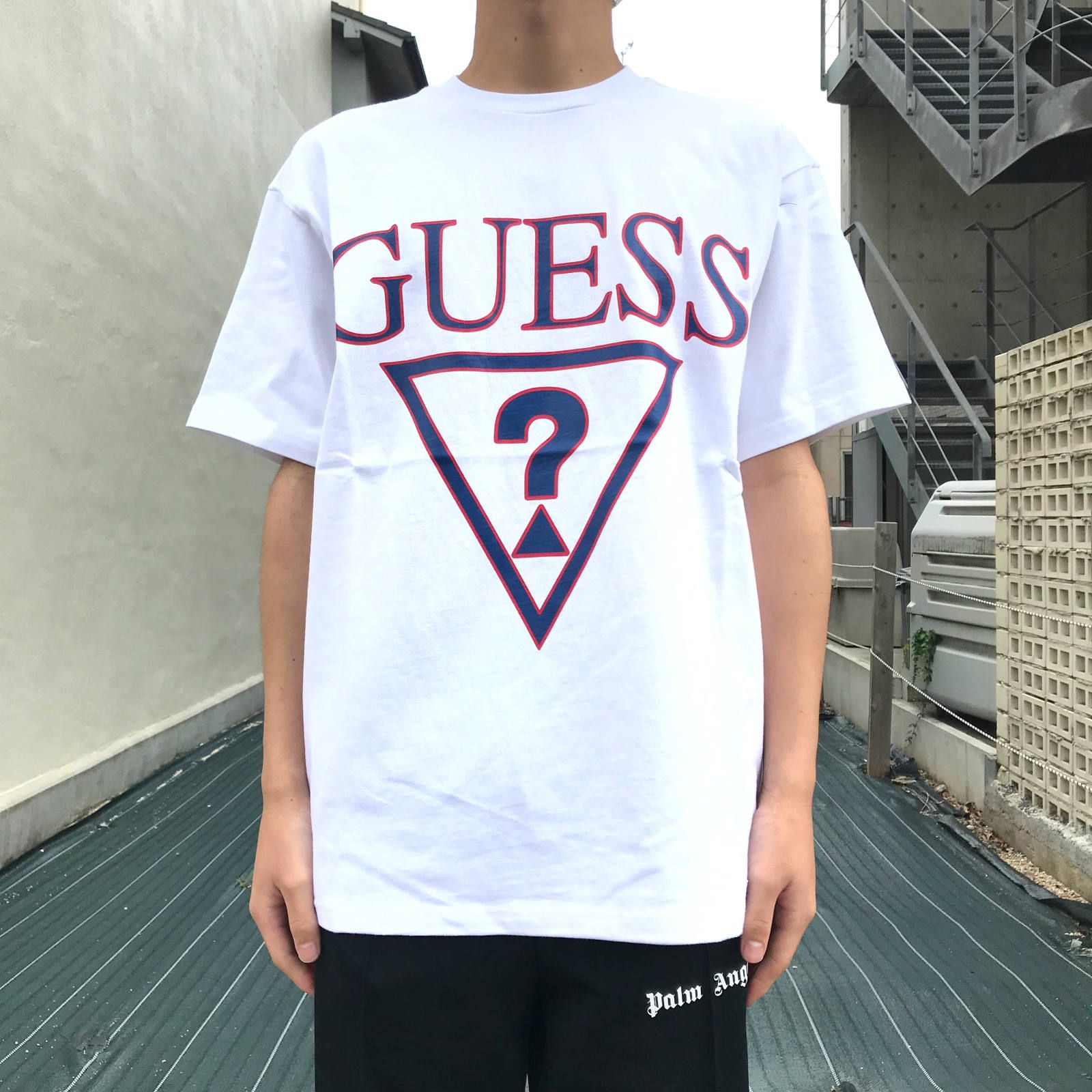 ビッグトライアングル クエスチョンマーク カットソー - WHITE