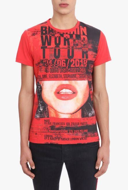 【残り一点】フェイスプリント WORLD TOUR ショートスリーブカットソー - RED