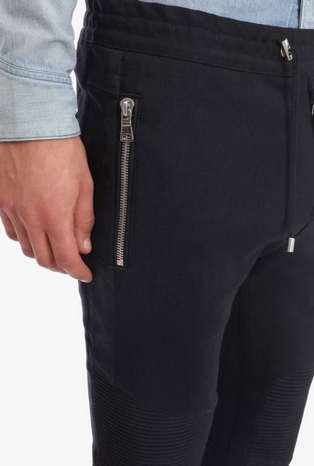 【残り一点】ドローストリング バイカーコットンチノパンツ - BLACK