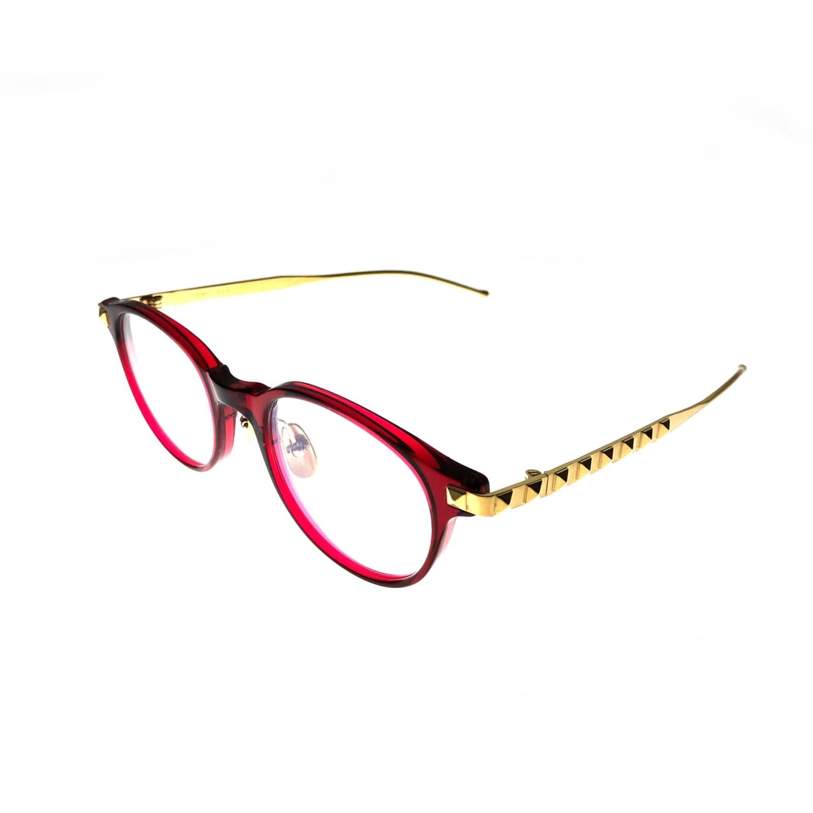 《残り一点》スタッズテンプル ボストンサングラス - RED×GOLD