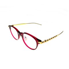 《残り一点》スタッズテンプル ボストンサングラス - RED×GOLD