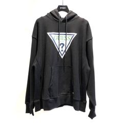 トライアングルロゴ プリントプルオーバーパーカー - BLACK