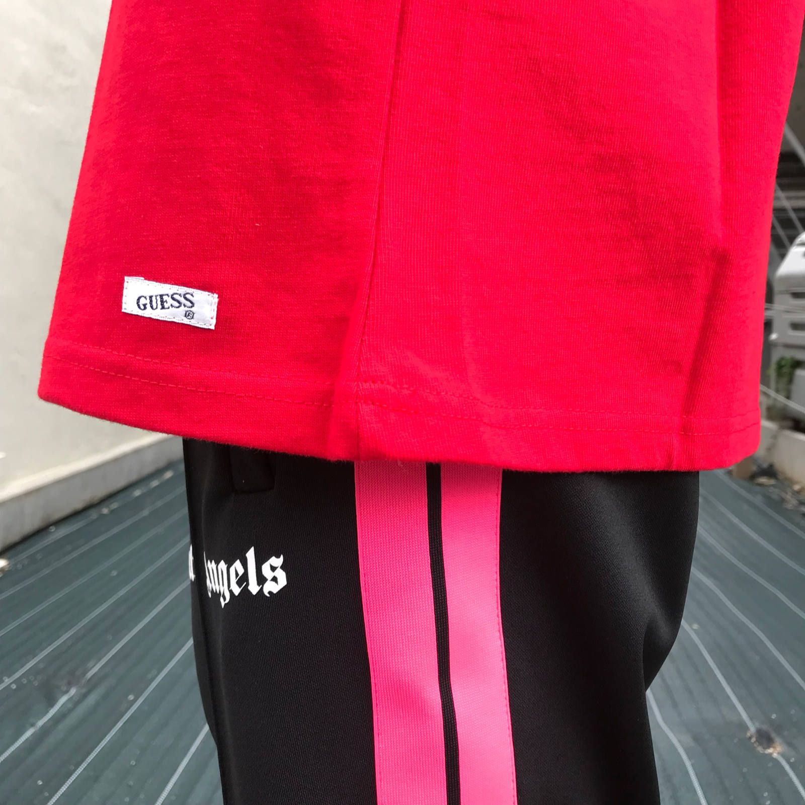 ビッグトライアングル クエスチョンマーク カットソー - RED