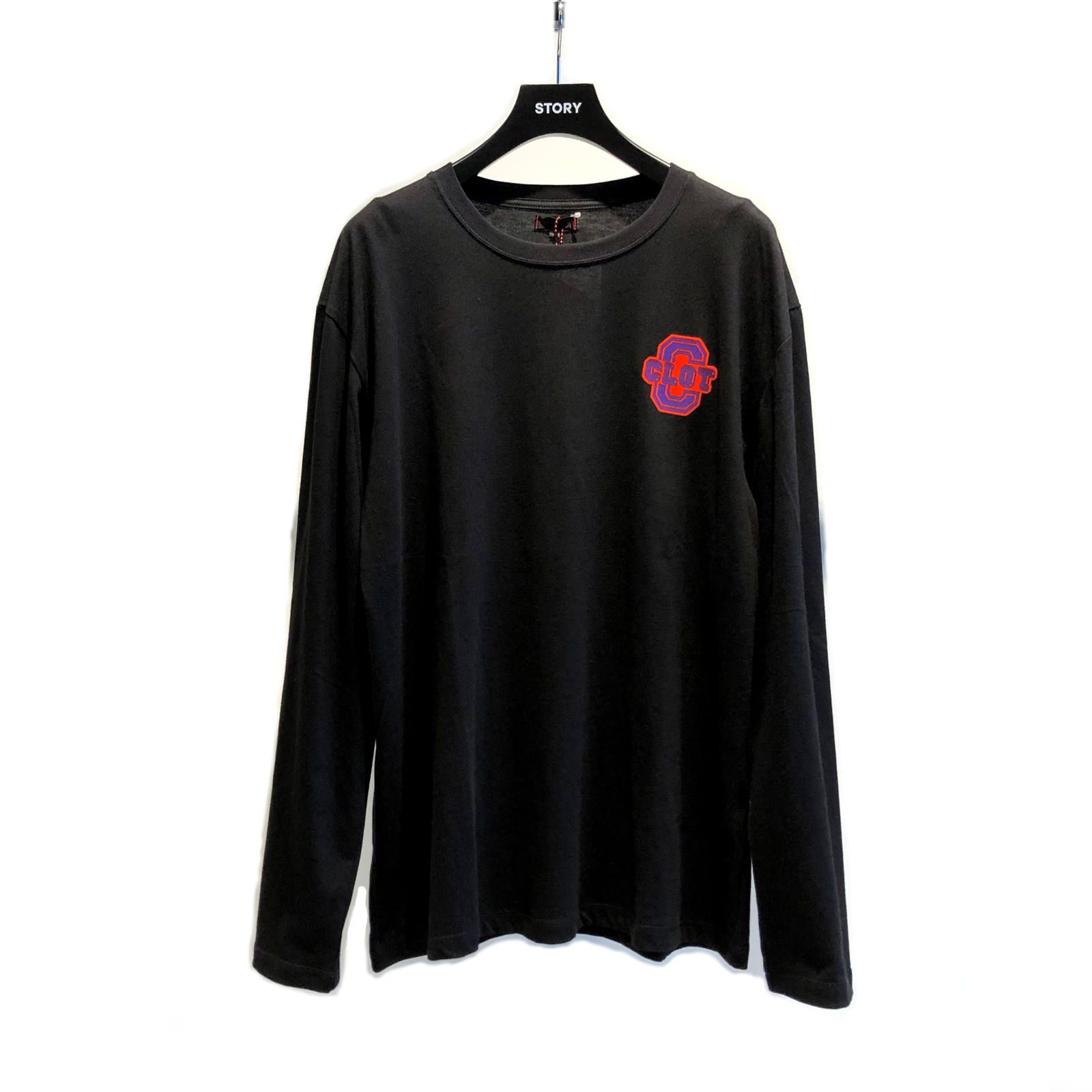 《残り一点》クルーネック ロゴワッペン ロングスリーブカットソー - BLACK