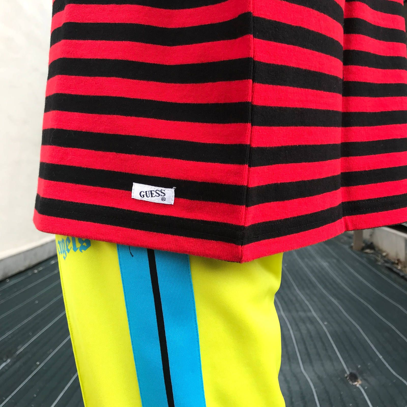 ミニロゴ ボーダー クルーネックカットソー - RED