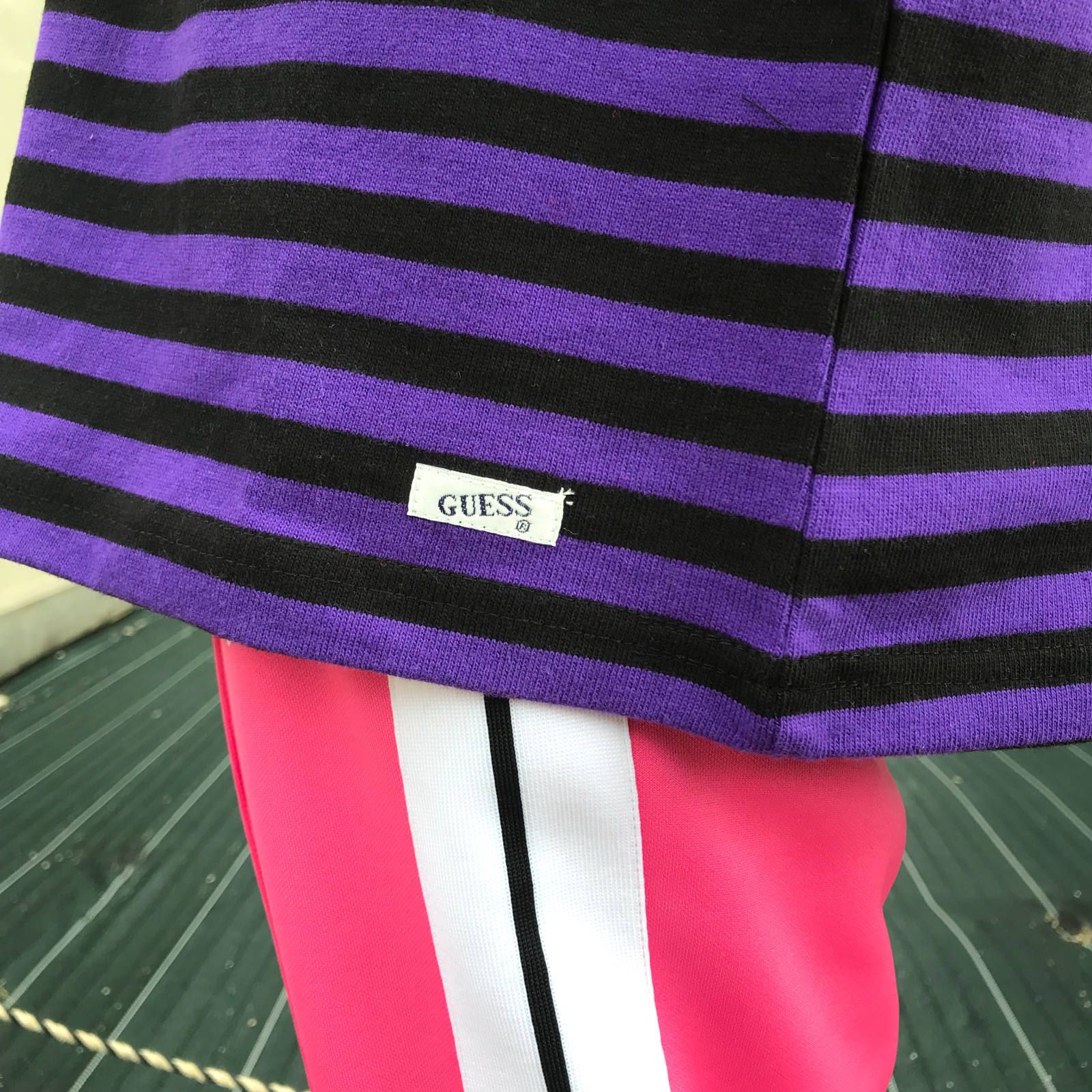 ミニロゴ ボーダー クルーネックカットソー - PURPLE