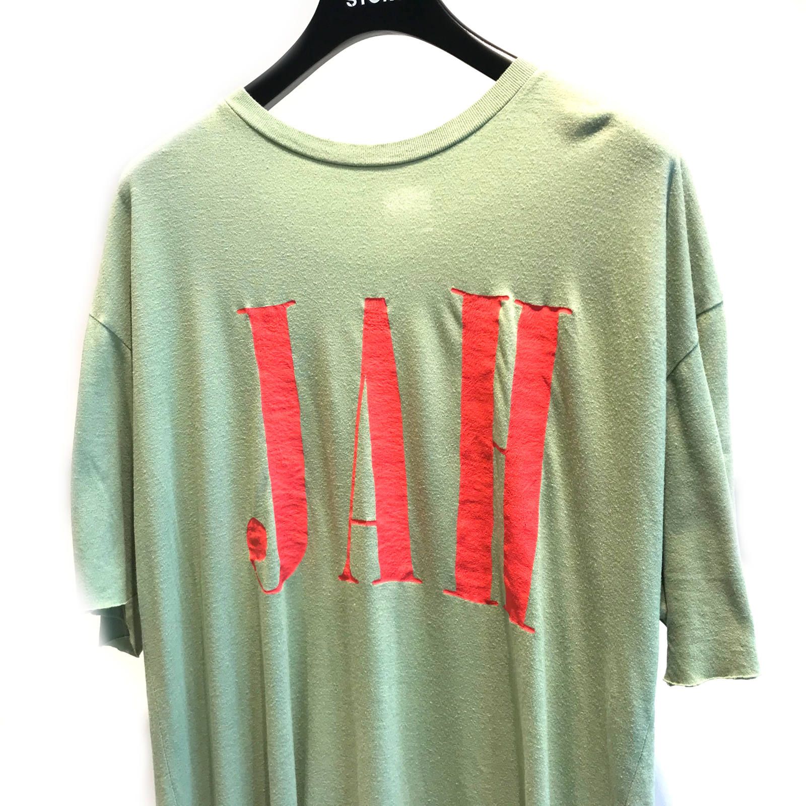 《残り一点》 ”JAH” カットオフ プリントカットソー - GREEN×RED