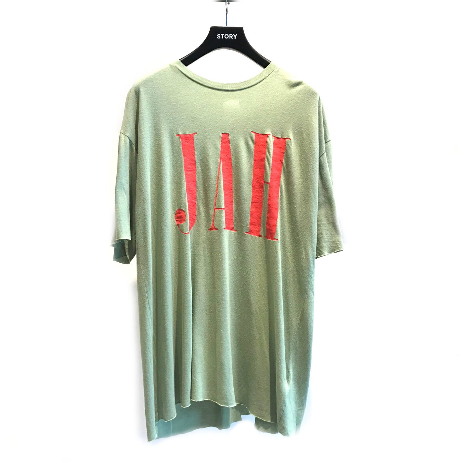 《残り一点》 ”JAH” カットオフ プリントカットソー - GREEN×RED