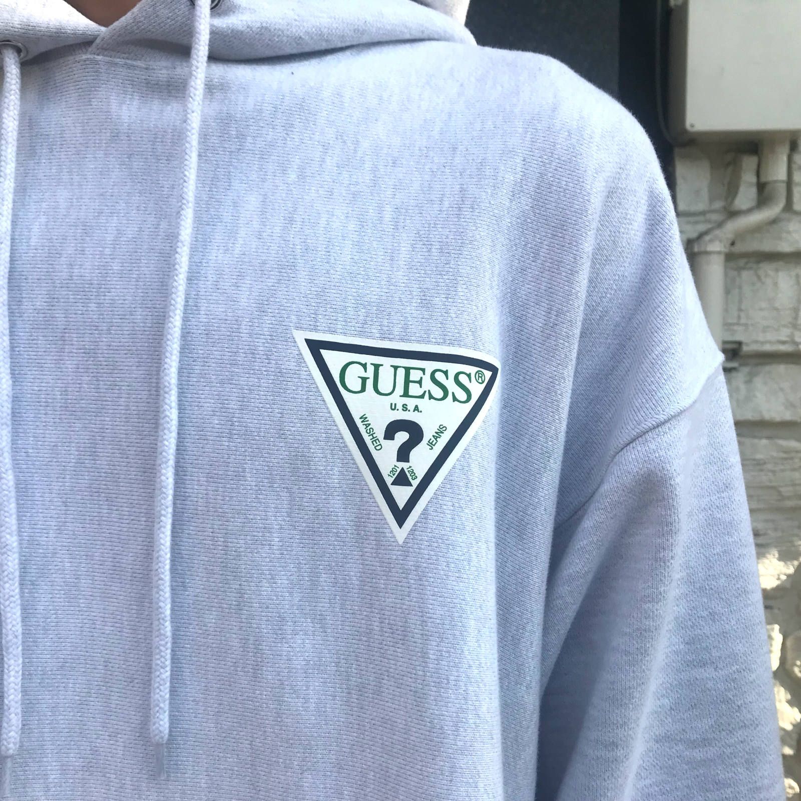 ミニトライアングルロゴ 袖プリント パーカー - GREY