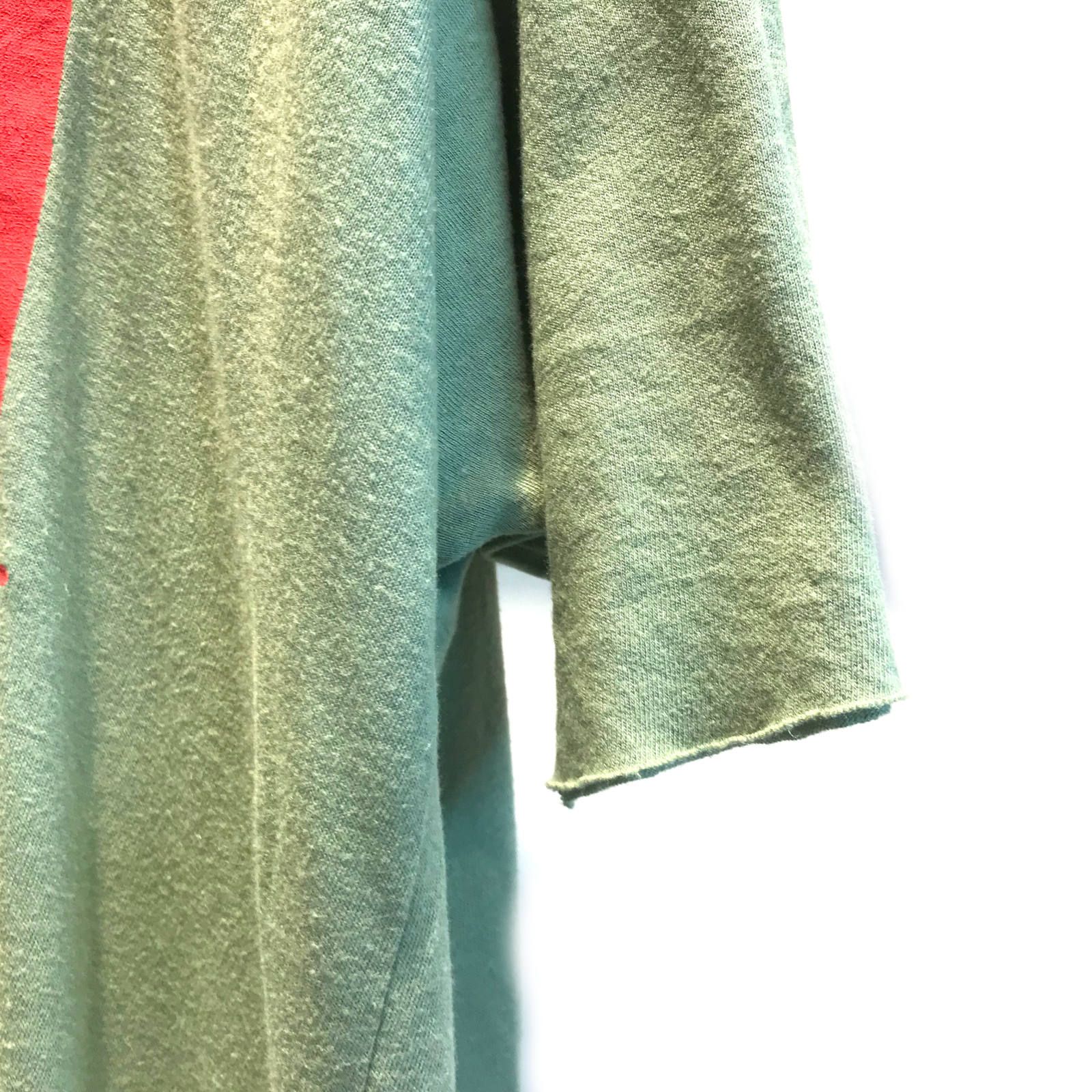 《残り一点》 ”JAH” カットオフ プリントカットソー - GREEN×RED