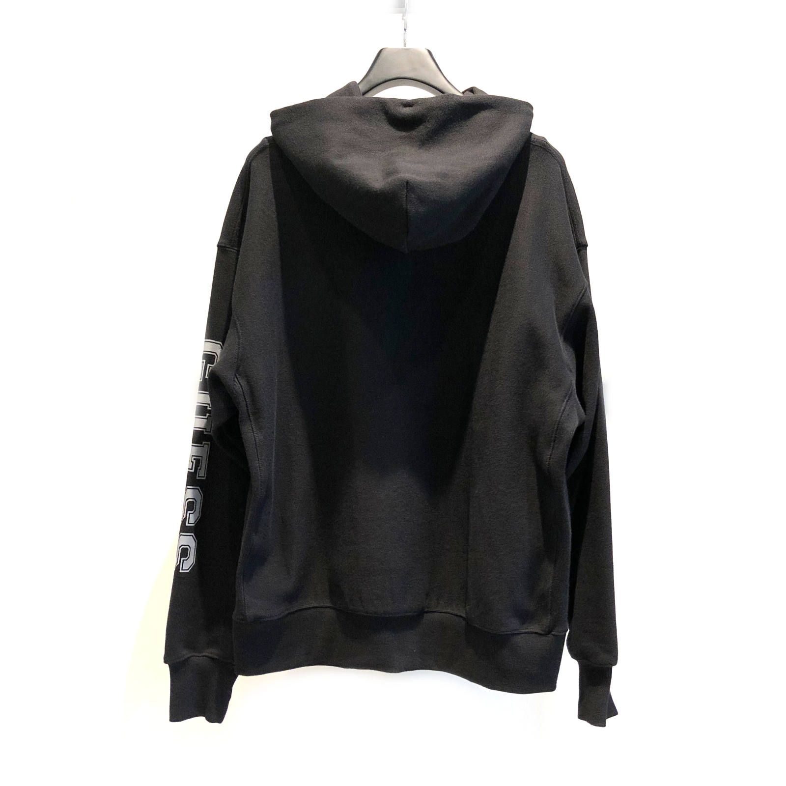 ベアーロゴ 袖プリント プルオーバーパーカー - BLACK