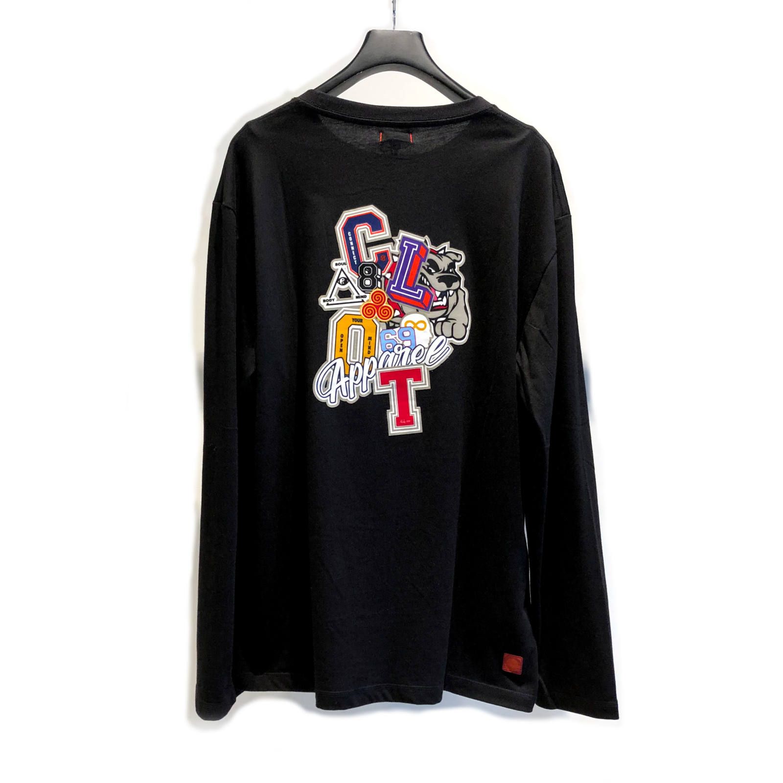 《残り一点》クルーネック ロゴワッペン ロングスリーブカットソー - BLACK