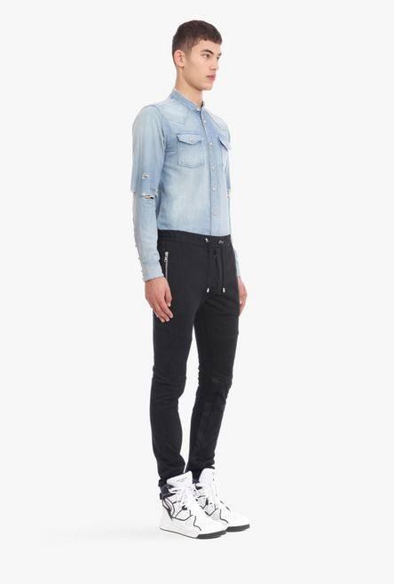 【残り一点】ドローストリング バイカーコットンチノパンツ - BLACK